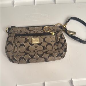 Coach Brown Signature Wristlet